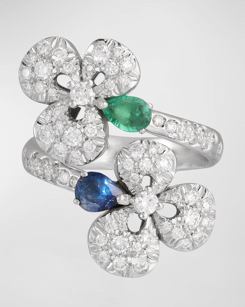 商品Miseno|18K White Gold Ischia Diamond, Emerald, and Sapphire Ring,价格¥60218,第1张图片