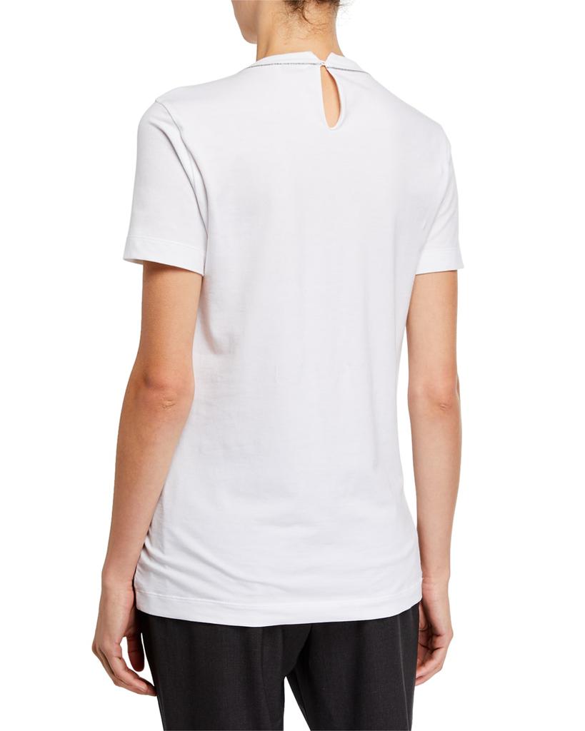 Monili-Beaded Flat Cotton Jersey Short Sleeve T-Shirt商品第2张图片规格展示