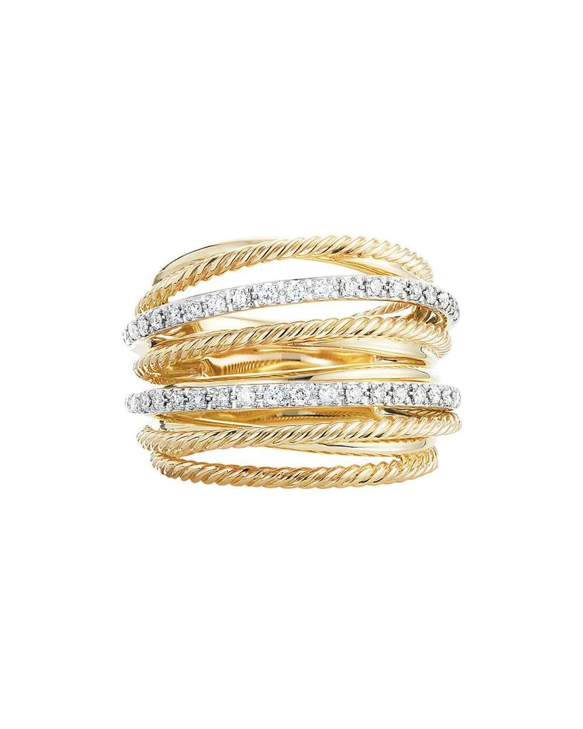 商品David Yurman|Crossover Wide Ring in 18K Yellow Gold with Diamonds,价格¥35732,第1张图片详细描述