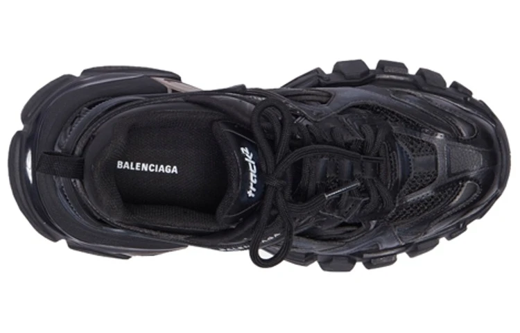 商品[国内直发] Balenciaga|巴黎世家 Track 2.0 皮革 做旧系带 防滑轻便 低帮 老爹鞋 女款 黑色,价格¥5764,第6张图片详细描述