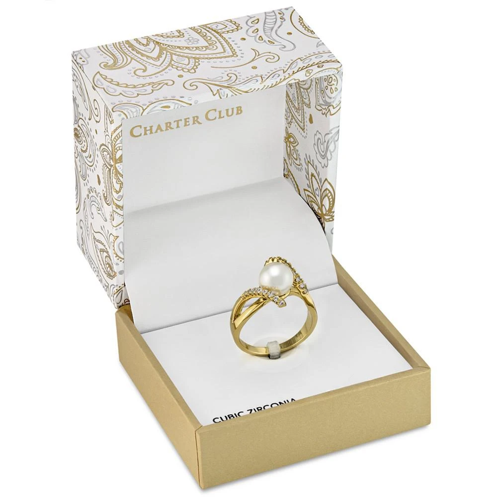 商品Charter Club|Gold Plated Pavé & Imitation Pearl Bypass Ring, Created for Macy's,价格¥221,第3张图片详细描述