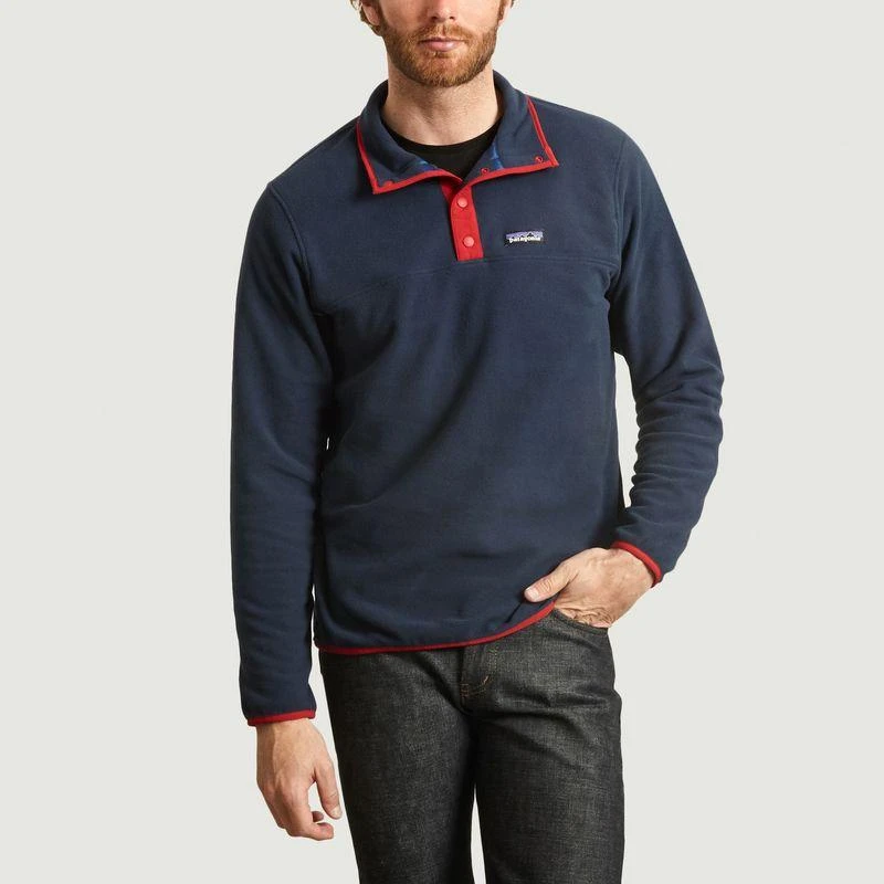 商品Patagonia|Micro D Snap-T fleece sweatshirt New navy with classic red PATAGONIA,价格¥729,第1张图片
