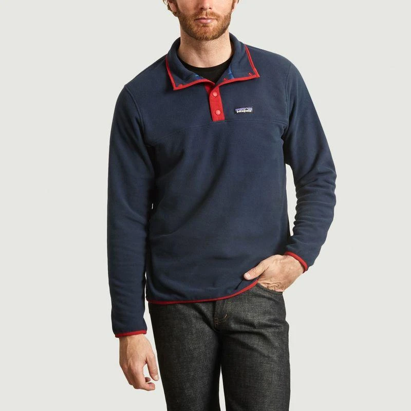 商品Patagonia|Micro D Snap-T fleece sweatshirt New navy with classic red PATAGONIA,价格¥375,第1张图片