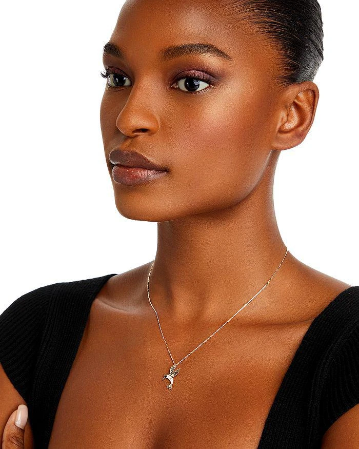 商品Bloomingdale's|Diamond Hummingbird Pendant Necklace in 14K Yellow Gold, 0.09 tcw,价格¥7180,第2张图片详细描述