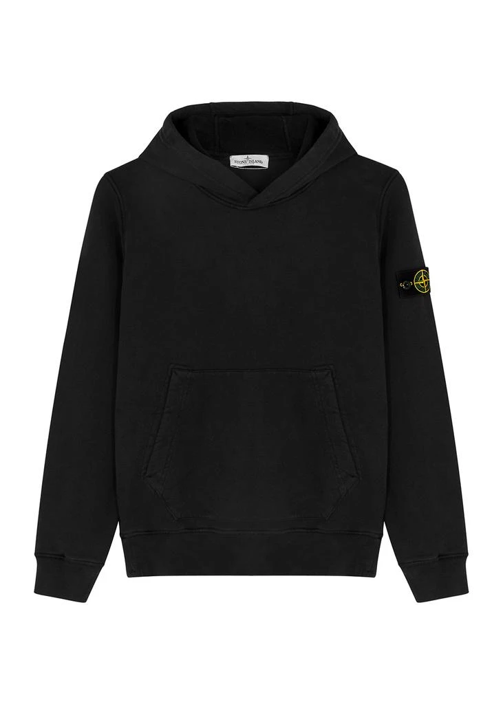 商品Stone Island|Black hooded cotton sweatshirt (10-12 years),价格¥1763,第1张图片