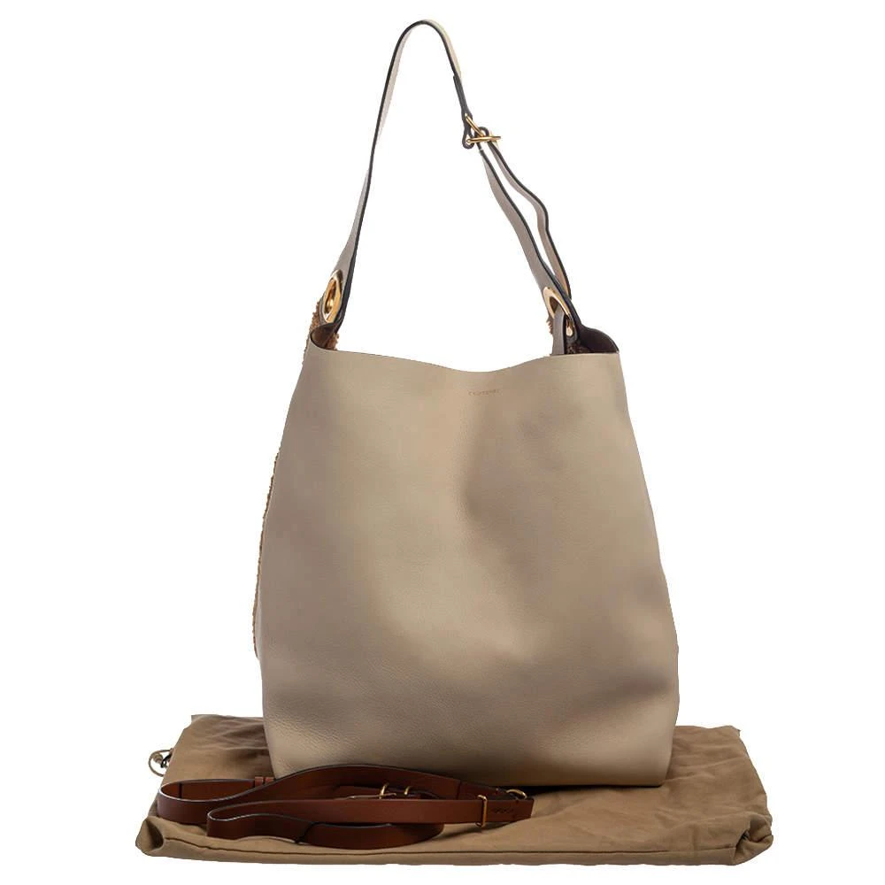 Burberry Beige/Brown Leather and Fabric Medium Grommet Hobo 商品