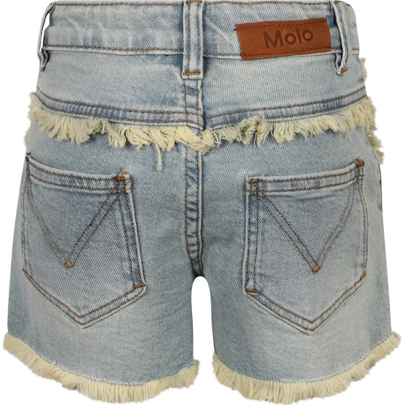 商品MOLO|Fringe trimming washed effect denim shorts in blue,价格¥667,第2张图片详细描述