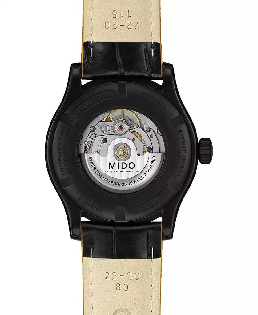 商品MIDO|Men's Swiss Automatic Multifort Black Leather Strap Watch 42mm,价格¥9115,第2张图片详细描述