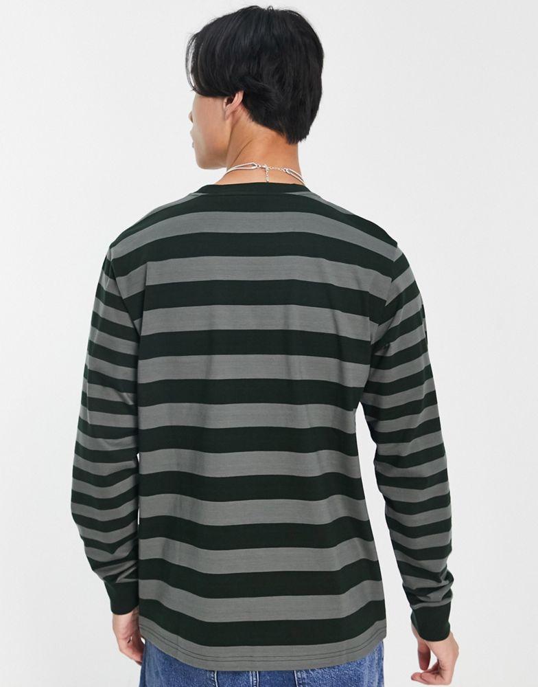 Carhartt WIP merrick stripe long sleeve top in green商品第2张图片规格展示