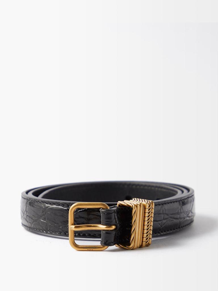 商品Yves Saint Laurent|Engraved crocodile-effect leather belt,价格¥3772,第1张图片