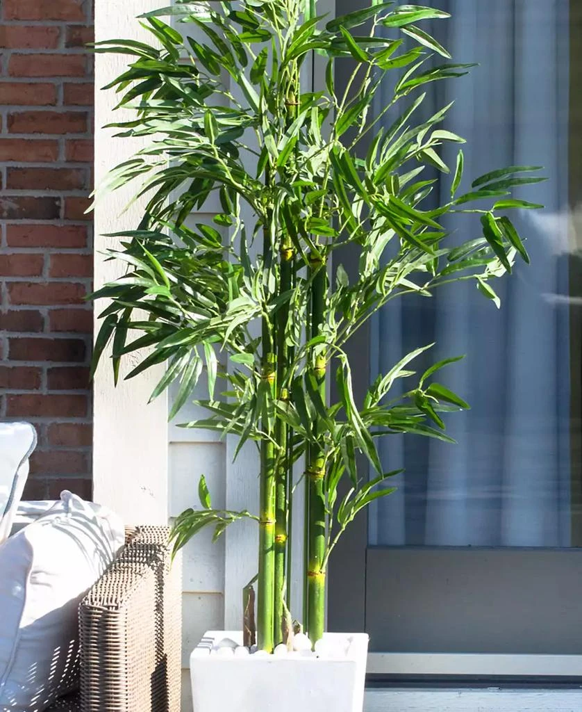 商品NEARLY NATURAL|5' Bamboo UV-Resistant Indoor/Outdoor Artificial Tree with White Planter,价格¥1365,第3张图片详细描述