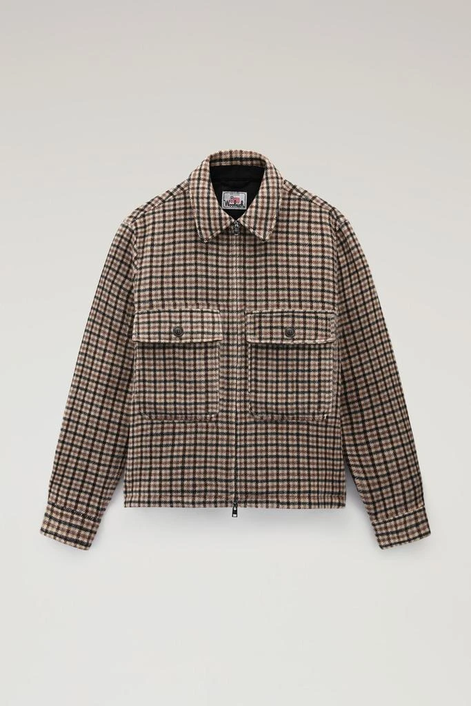 商品Woolrich|Wool Blend Zip-front Plaid Flannel Overshirt,价格¥2399,第1张图片