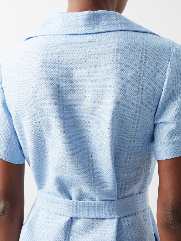 Ajoure-pique cotton belted shirt dress商品第4张图片规格展示
