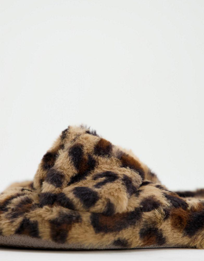 ASOS DESIGN Zeve twist slider slippers in leopard商品第2张图片规格展示