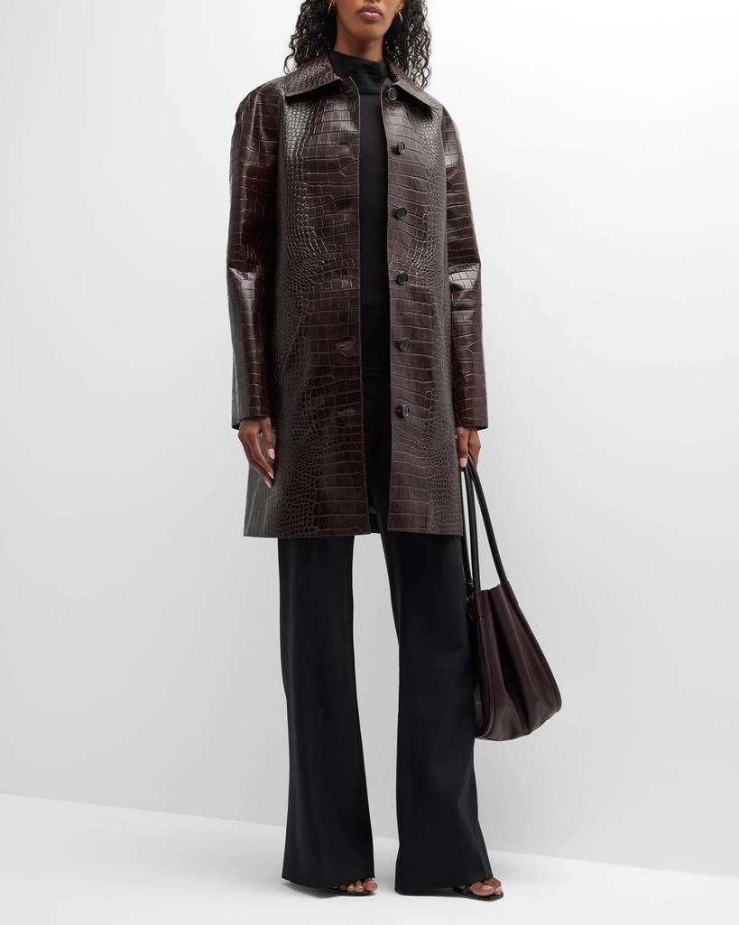 商品Michael Kors|Balmacaan Crocodile Embossed Leather Coat,价格¥8894,第3张图片详细描述