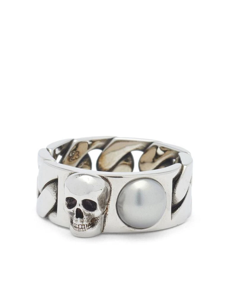 商品Alexander McQueen|SILVER TONE PEARL CHAIN RING,价格¥1378,第1张图片