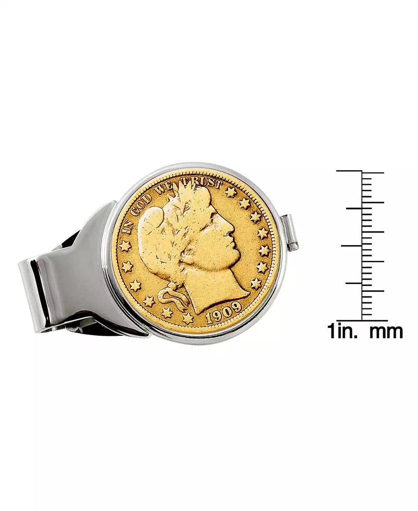 商品American Coin Treasures|Men's Gold-Layered Silver Barber Half Dollar Coin Money Clip,价格¥673,第3张图片详细描述