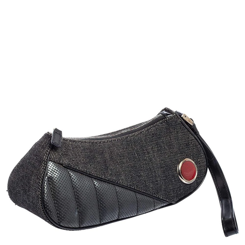 商品[二手商品] Dior|Dior Black Denim and Leather Motorcycle Rockabilly Wristlet Clutch,价格¥3338,第3张图片详细描述