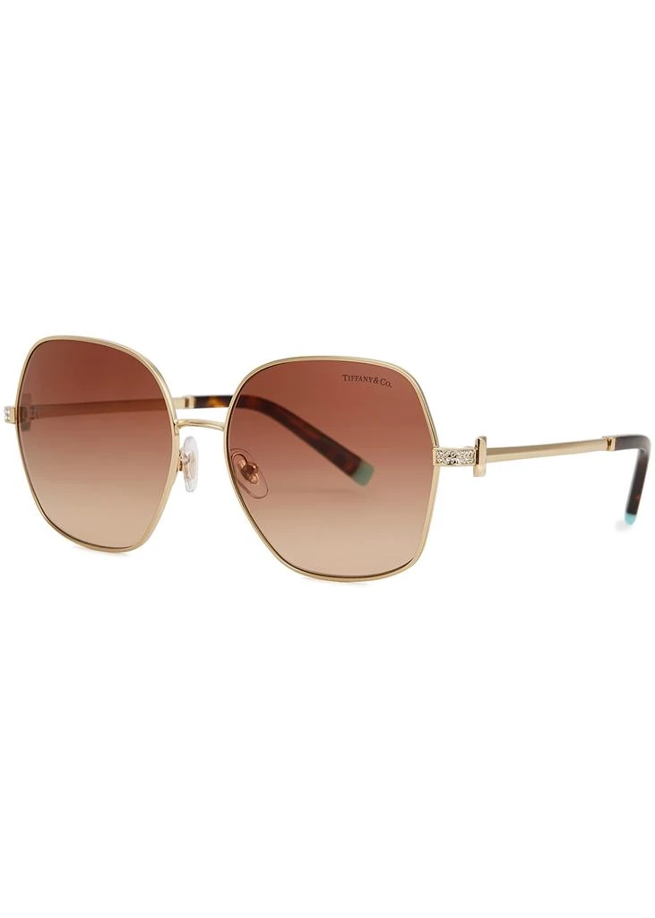 商品Tiffany & Co.|Gold-tone oversized sunglasses,价格¥2222,第1张图片