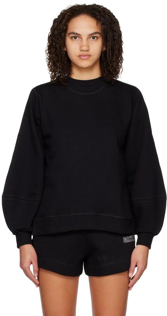 商品Ganni|Black Balloon Sleeve Sweatshirt,价格¥785,第1张图片