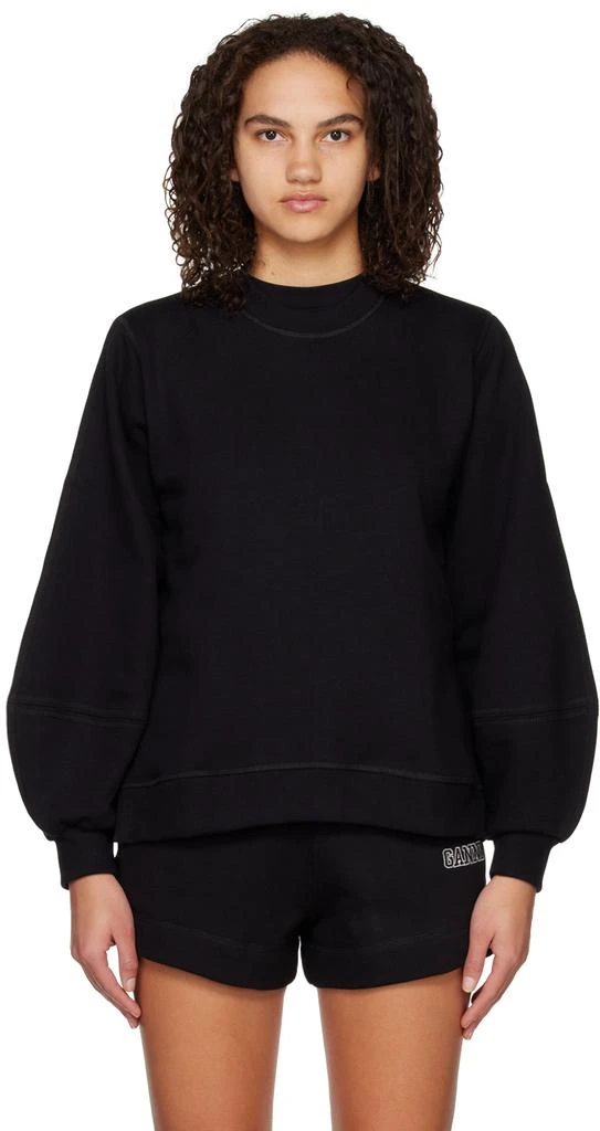 商品Ganni|Black Balloon Sleeve Sweatshirt,价格¥795,第1张图片