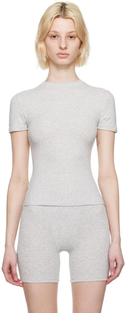 商品SKIMS|Gray Cotton Jersey T-Shirt,价格¥469,第1张图片
