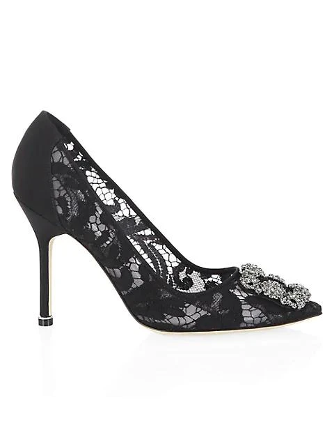 商品Manolo Blahnik|Hangisila 105 Embellished Lace Pumps,价格¥7968,第1张图片