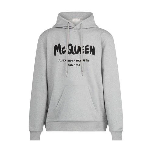 商品Alexander McQueen|【特惠5.0折】包邮包税【预售7天发货】 ALEXANDER MCQUEEN 男士 卫衣 连帽衫  688715QTZ81/0902 AMQ27844GRY,价格¥2389,第1张图片