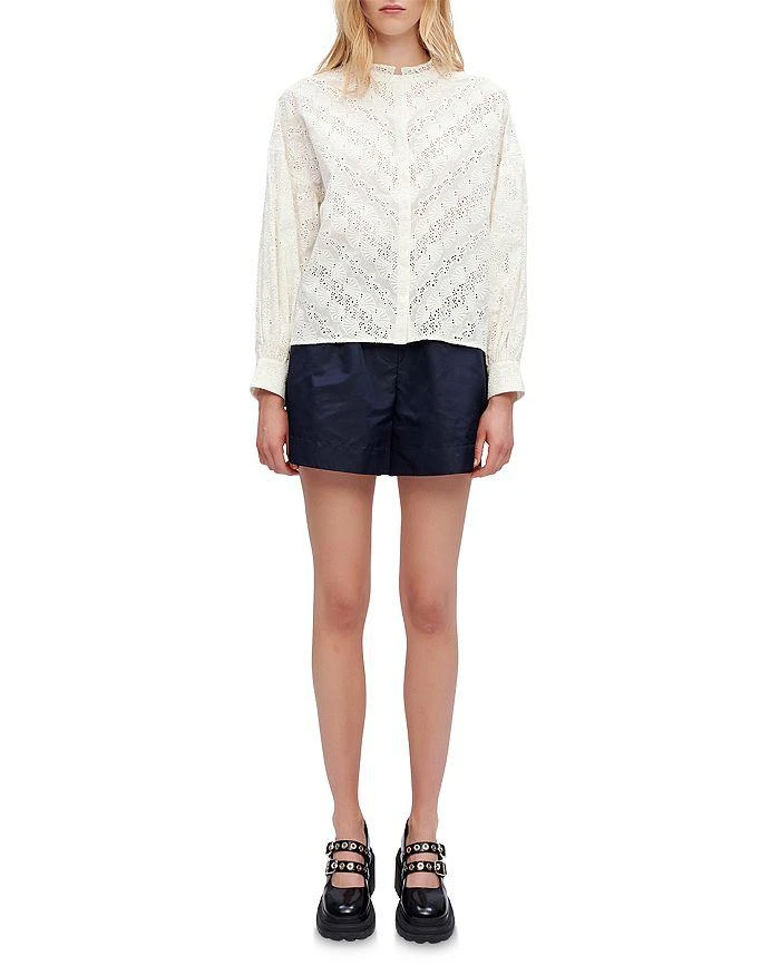 商品Maje|Ceani Cotton Lace Blouse,价格¥1450,第2张图片详细描述