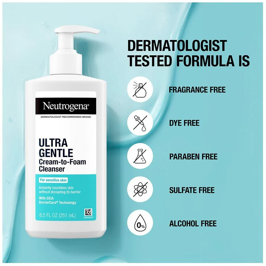 商品Neutrogena|Ultra Gentle Cream-to-Foam Cleanser Fragrance-Free,价格¥96,第4张�图片详细描述