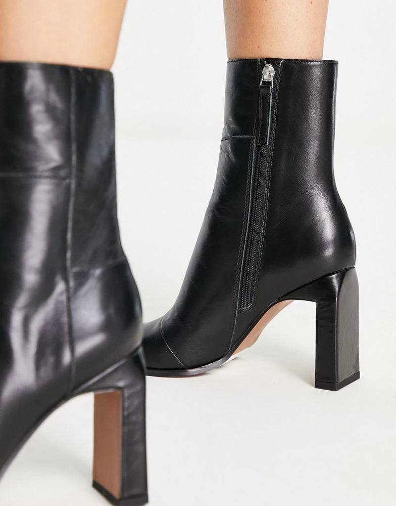 商品ASOS|ASOS DESIGN Envy leather high-heeled boots in black,价格¥493,第3张图片详细描述