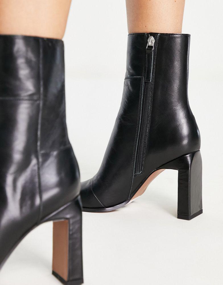 商品ASOS|ASOS DESIGN Envy leather high-heeled boots in black,价格¥664,第5张图片详细描述