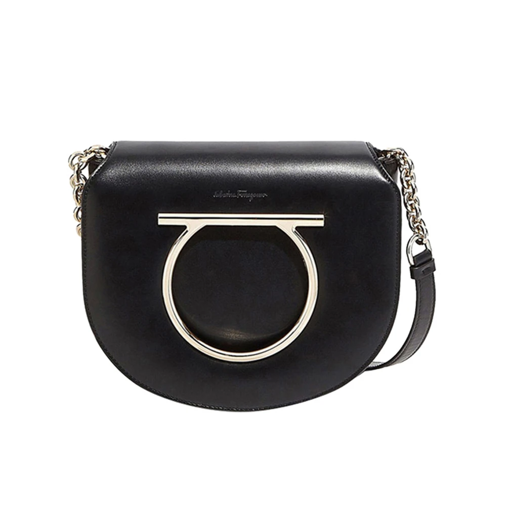 商品[国内直发] Salvatore Ferragamo|Salvatore Ferragamo 菲拉格慕 女士黑色牛皮单肩斜挎包 21-G998-691246,价格¥6150,第1张图片