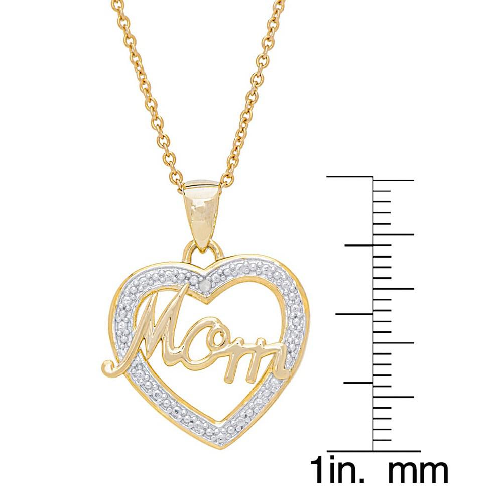 Women's Diamond Accent 'Mom' Heart Pendant Necklace商品第2张图片规格展示