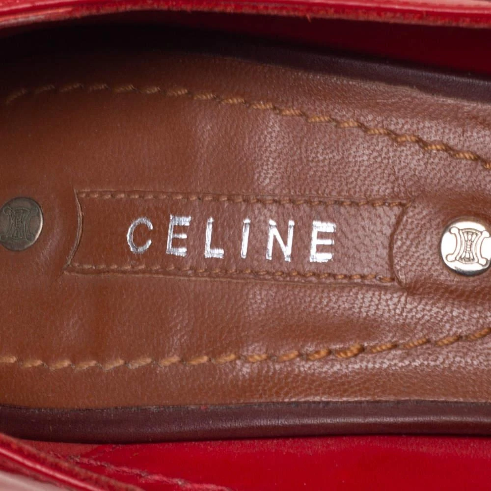 Celine Red/Brown Leather and Patent Leather Pick Toe Pumps Size 39 商品