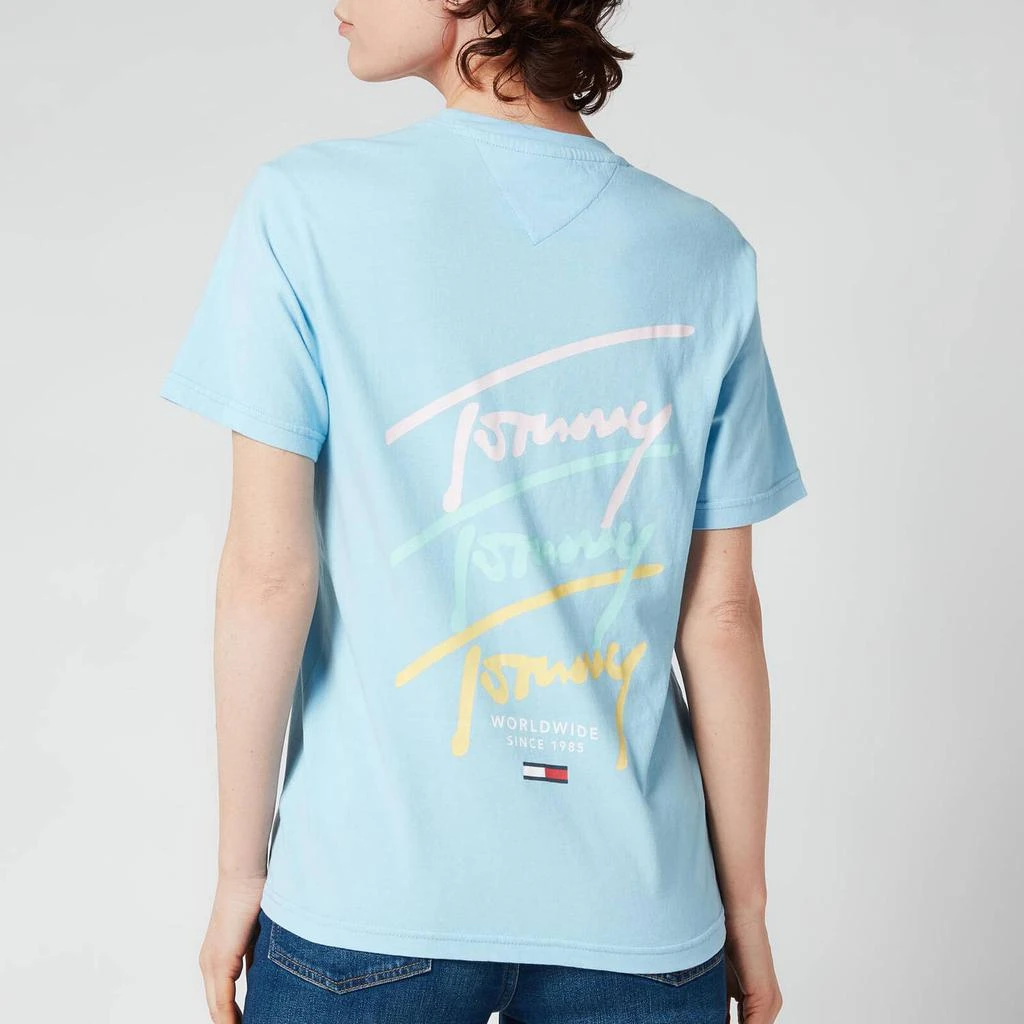 商品Tommy Hilfiger|Tommy Jeans Women's TJW Tommy Repeat Script T-Shirt - Light Powdery Blue,价格¥133,第2张图片详细描述