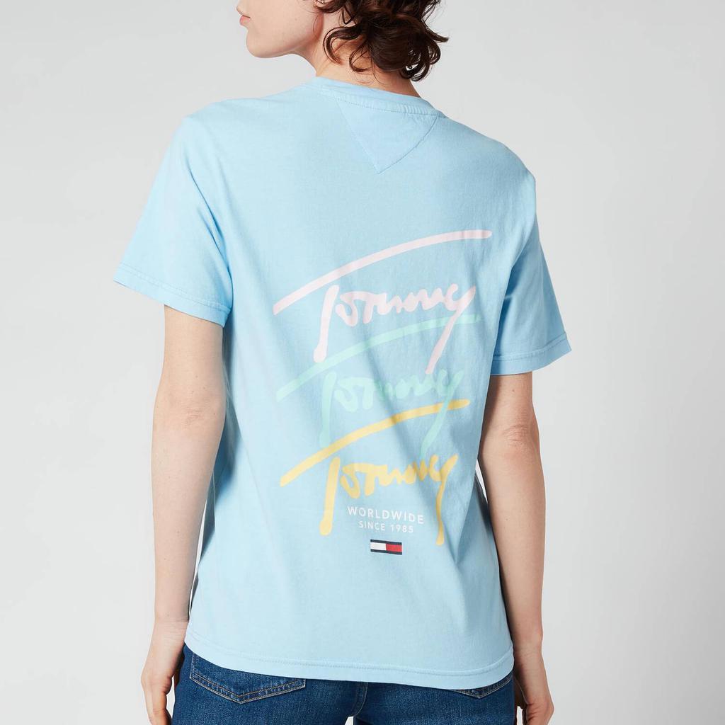 商品Tommy Hilfiger|Tommy Jeans Women's TJW Tommy Repeat Script T-Shirt - Light Powdery Blue,价格¥170,第4张图片详细描述