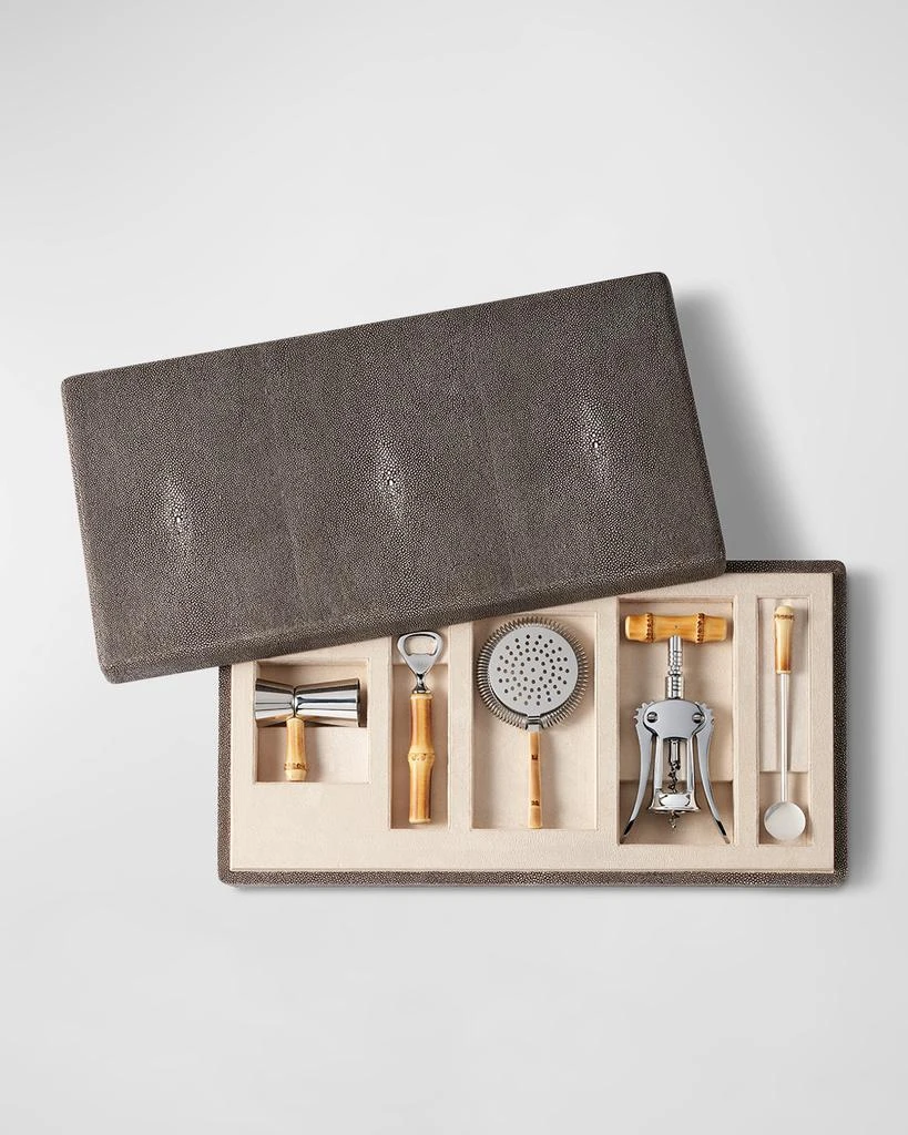 商品AERIN|Faux Shagreen Bamboo Bar Set,价格¥30311,第1张图片