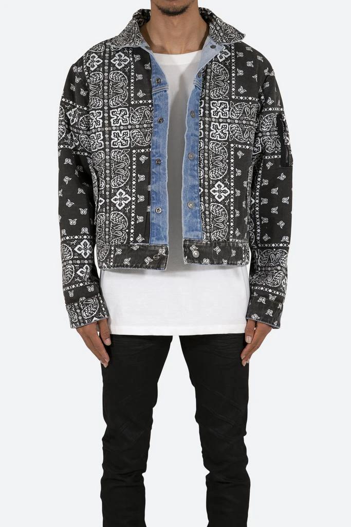 商品MNML|Reversible Paisley Trucker Jacket - Blue/Black,价格¥299,第1张图片