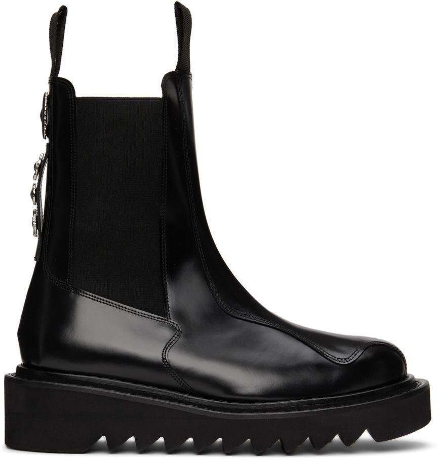 商品Toga Pulla|Black Leather Thick Sole Chelsea Boots,价格¥3223,第1张图片
