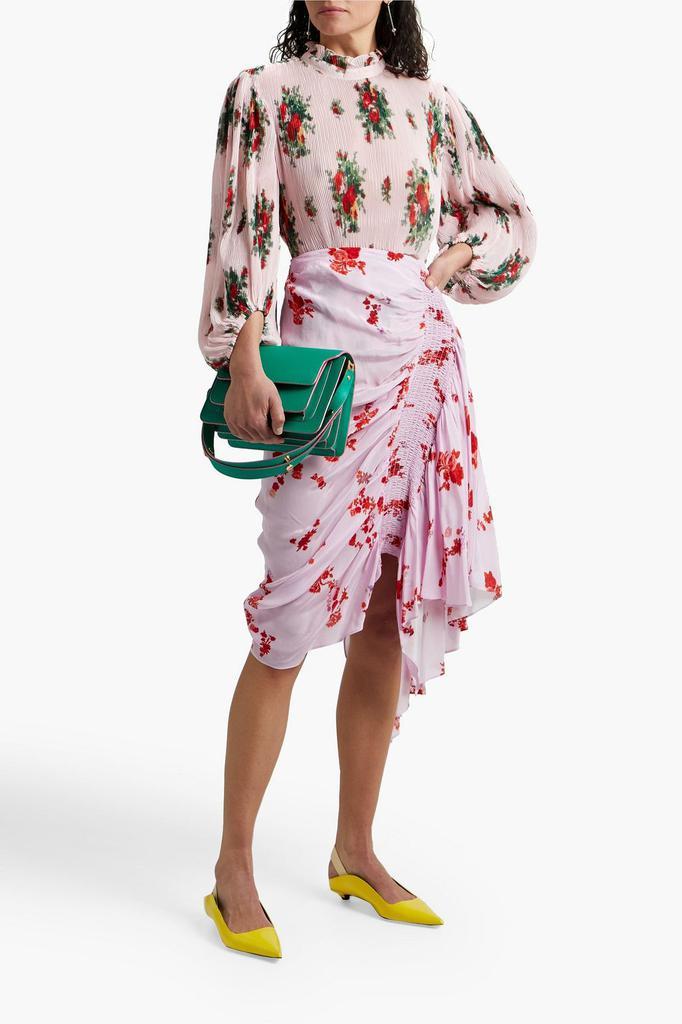 商品Ganni|Floral-print plissé-georgette blouse,价格¥376,第4张图片详细描述