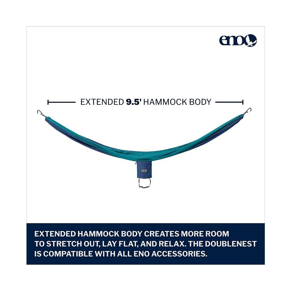 商品ENO|DoubleNest Hammock - Lightweight, Portable, 1 to 2 Person Hammock - For Camping, Hiking, Backpacking, Travel, a Festival, or the Beach - Seafoam/Navy,价格¥558,第2张图片详细描述