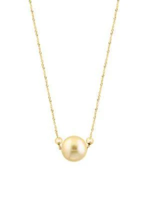 商品Effy|14K Yellow Gold & 10MM South Sea Pearl Pendant Necklace,价格¥1927,第1张图片
