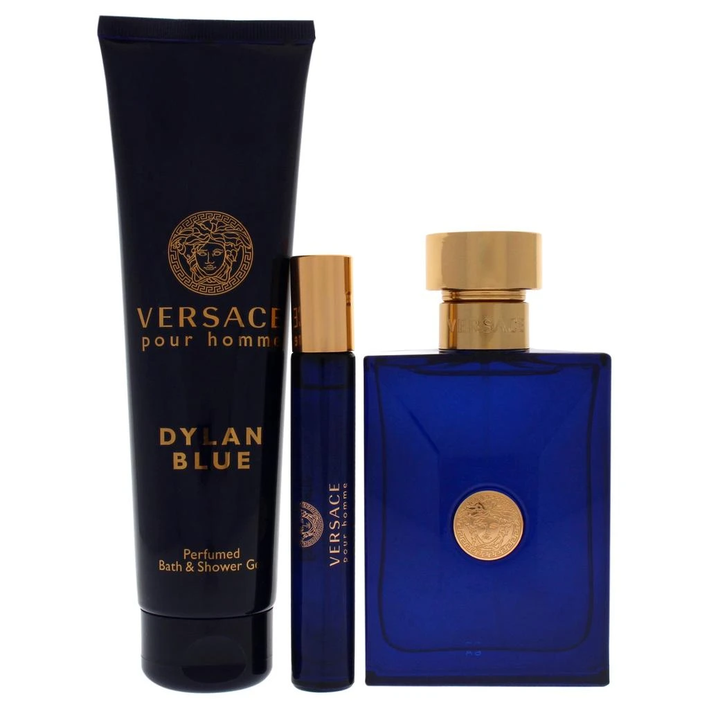 商品Versace|Dylan Blue by  for Men - 3 Pc Gift Set 3.4oz EDT Spray, 0.3oz EDT Spray, 5.0oz Bath and Shower Gel,价格¥619,第2张图片详细描述