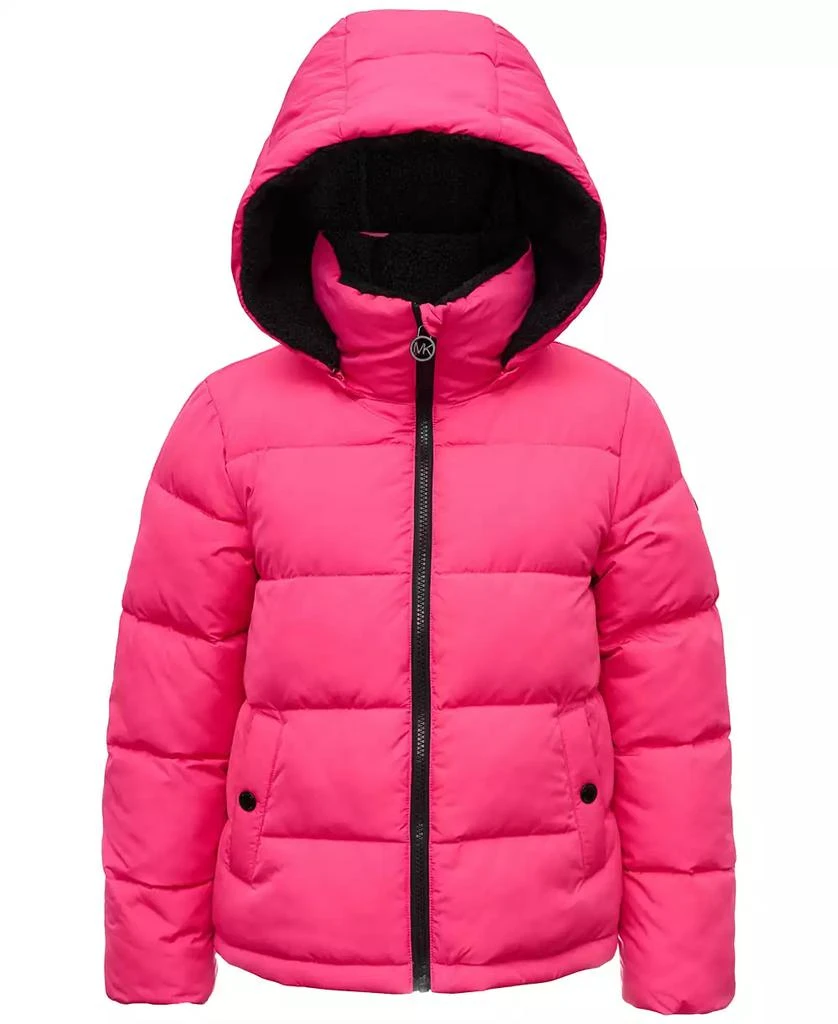 商品Michael Kors|Michael Kors Big Girls Fleece-Lined Full-Zip Hooded Puffer Jacket,价格¥554,第1张图片