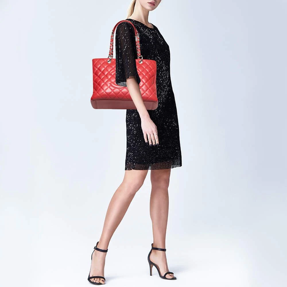 商品[二手商品] Chanel|Chanel Red Quilted Caviar Leather GST Tote,价格¥17600,第2张图片详细描述