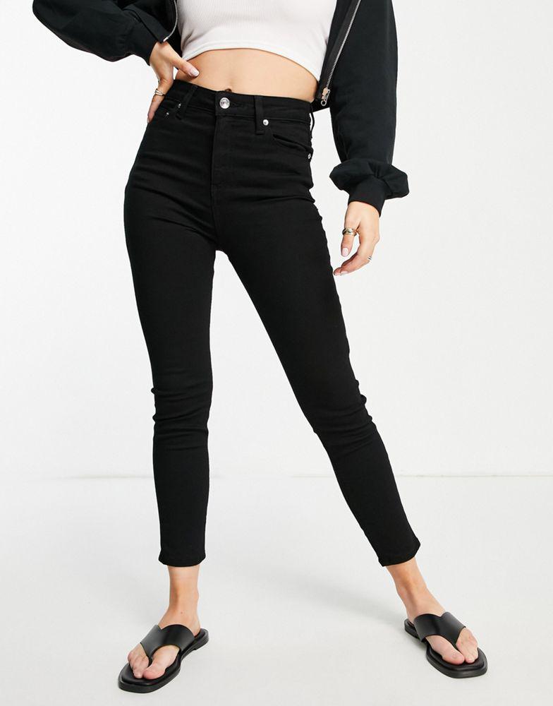 ASOS DESIGN Petite high rise 'lift and contour' skinny jeans in black商品第4张图片规格展示