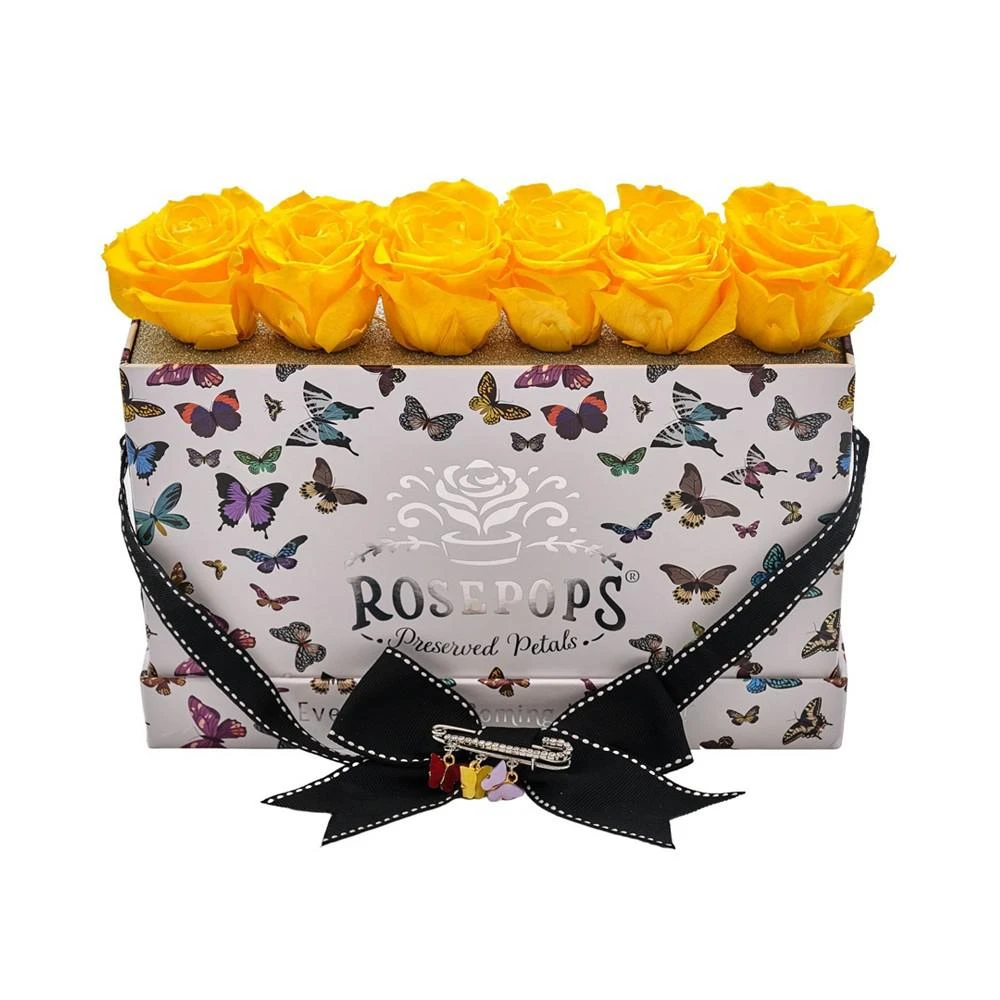 商品Rosepops|Pop-Up Flutter Lemon Sorbet Real Roses with Complementary Trio of Flutter Pop Charms, Box of 6,价格¥1047,第3张图片详细描述