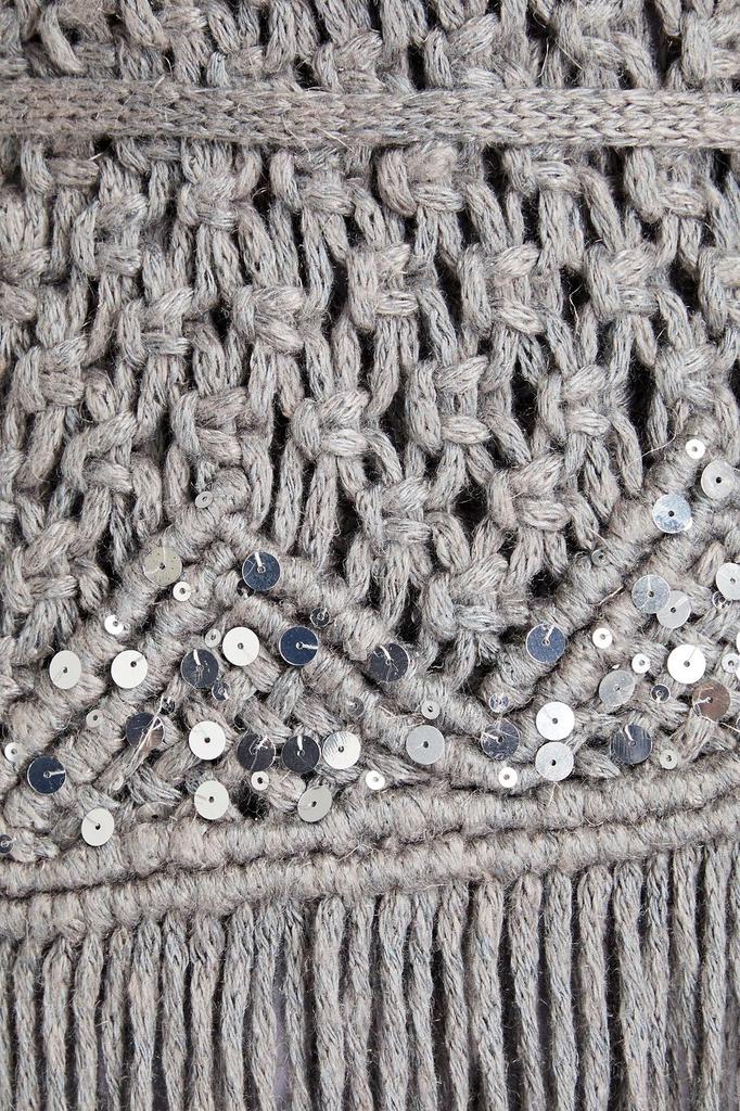 Fringed sequin-embellished macramé cotton wrap sweater商品第4张图片规格展示