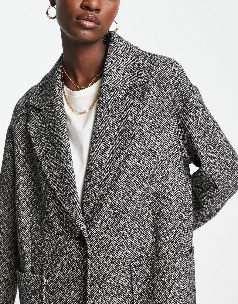 商品Topshop|Topshop textured short coat in grey,价格¥565,第5张图片详细描述